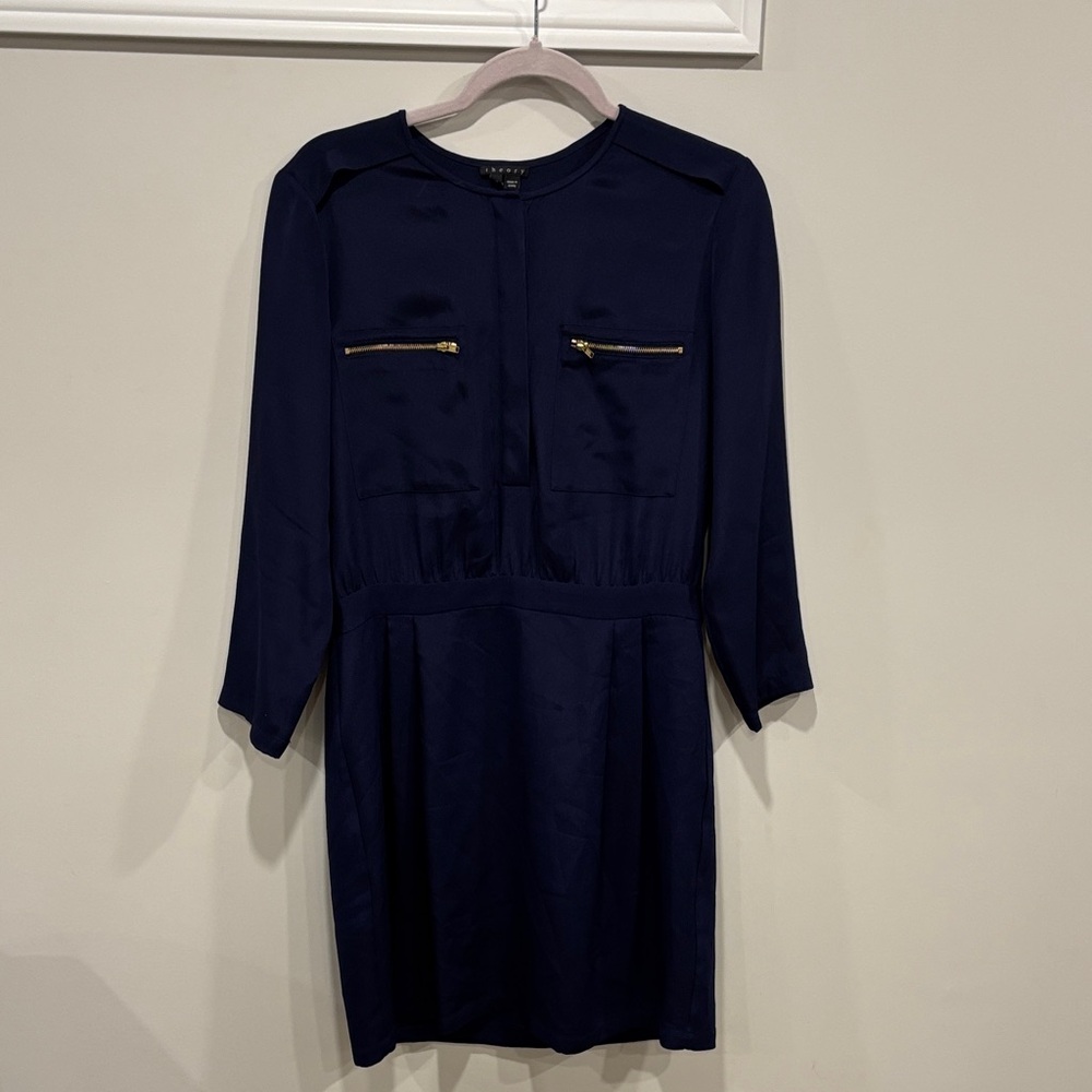 Theory Midnight Blue Long Sleeve Dress